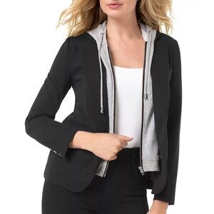 Black/Grey Removable Hooded Blazer New w/ Tags